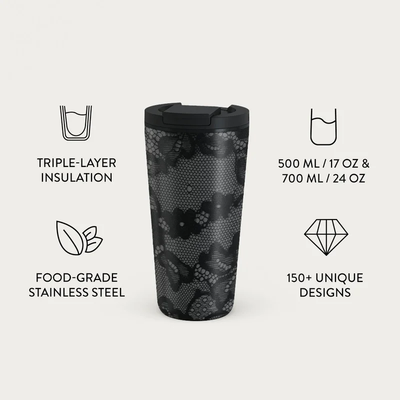 BURGA Burga Magnetic 700ml Travel Mug Flap & Straw Set Lid Combo – BPA-Free Stainless Steel, Triple-Layer Insulated, Leak-Resistant, Premium Printed Design – Hot & Cold Drinks